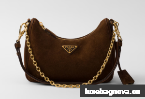 Prada Re-Edition suede mini-bag 1BC204 Cocoa Brown