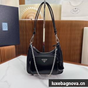 Prada Re-Nylon and brushed leather mini-bag 1BD198 black