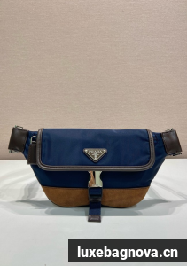 Prada Re-Nylon and suede belt bag 2VH176 blue