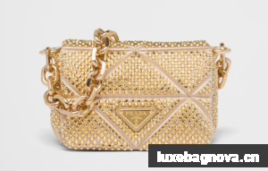 Prada Satin mini-bag with crystals 1BD329 Platinum