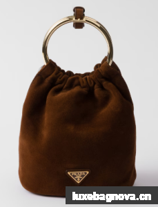 Prada Suede mini-bag 1BC227 Cocoa Brown