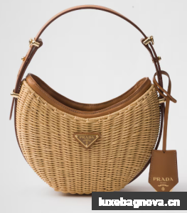 Prada Wicker and leather Prada Arque bag 1BC202 Natural