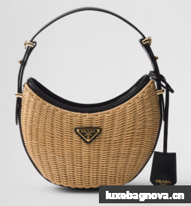 Prada Wicker and leather Prada Arque bag 1BC202 black