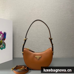 Prada leather shoulder bag 1BC199 brown