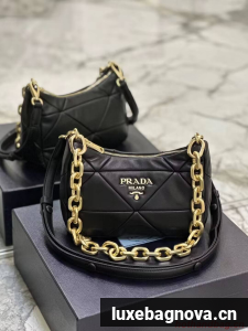 Prada leather shoulder bag 1BH117 black