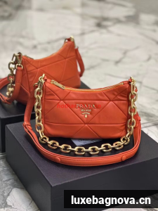 Prada leather shoulder bag 1BH117 orange
