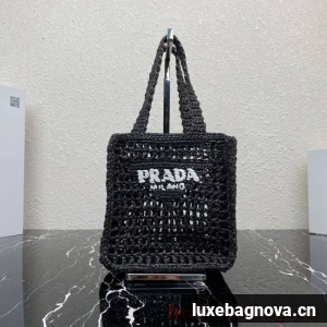 Prada small Crochet tote bag 1BG444 black