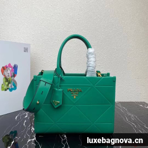 Small leather Prada Symbole bag with topstitching 1HH039 green