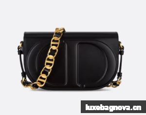 DIOR CD SIGNATURE BAG WITH STRAP Black CD-Embossed Box Calfskin M9280UZ