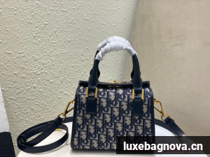 DIOR MEDIUM BOSTON BAG Box Oblique Jacquard M8675 blue