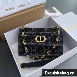 DIOR Miss Caro Mini Bag Toujours Bag Black Cannage Tweed S5169UD