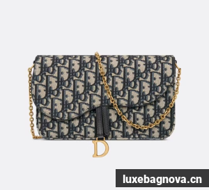 DIOR SADDLE POUCH WITH CHAIN Blue Dior Oblique Jacquard S5907CT