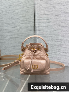 Dior Caro Nano Bucket Bag Macrocannage Lambskin S5250 pink