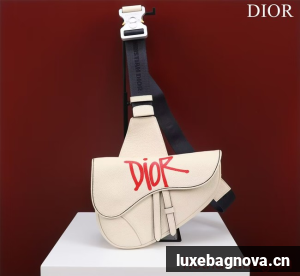 Dior Essentials SADDLE BAG Grained Calfskin 1ADPO093G WHITE