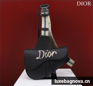 Dior Essentials SADDLE BAG Grained Calfskin 1ADPO093G BLACK