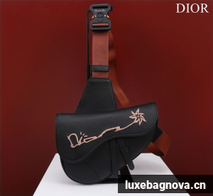 Dior Essentials SADDLE BAG Grained Calfskin 1ADPO093G BLACK