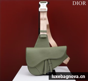 Dior Essentials SADDLE BAG Grained Calfskin 1ADPO093f-1 green