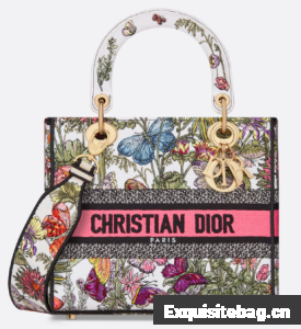 Dior Medium Lady D-Lite Bag White Multicolor Mexico Millefiori Embroidery M0565OEBJ
