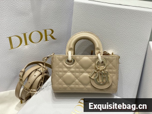 Dior mini Lady D-Joy Bag Cannage Lambskin 9230 Apricot
