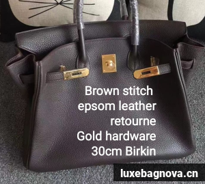 Hermes Birkin Bag Original Togo or Epsom Leather 30CM 17826 Coffee