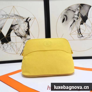 Hermes Cosmetic Bag H3699 Lemon Yellow