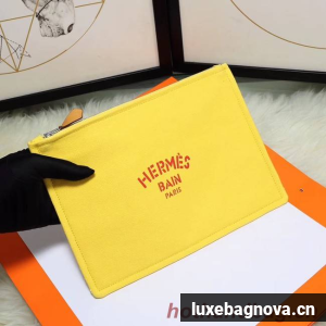 Hermes Cosmetic Bag H3700 Lemon Yellow