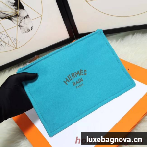 Hermes Cosmetic Bag H3700 Light Blue