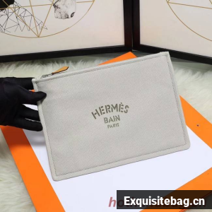 Hermes Cosmetic Bag H3700 Light Grey