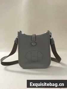 Hermes Evelyne original togo leather mini Shoulder Bag H15698 dark grey