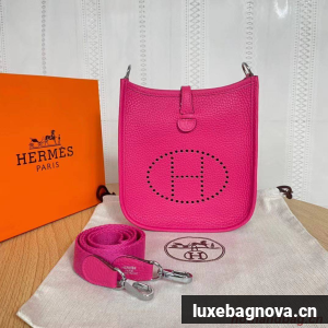 Hermes Evelyne original togo leather mini Shoulder Bag H15698 hot pink