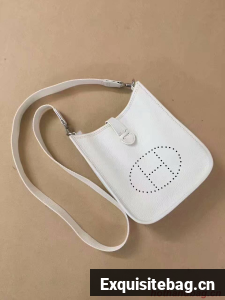 Hermes Evelyne original togo leather mini Shoulder Bag H15698 white