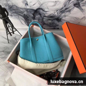 Hermes Garden Party 36cm 30cm Tote Bag Original Leather Light Blue