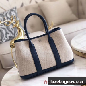 Hermes Garden Party 36cm Tote Bags Original Leather H3698 Dark Blue