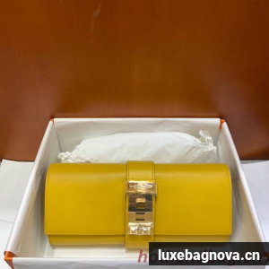 Hermes H Medor swift Leather Clutch 37566 yellow&Gold hardware