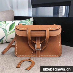 Hermes Halzan Togo Original Leather H3908 Brown