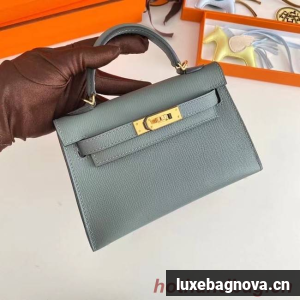 Hermes Kelly 19cm Shoulder Bags Epsom Leather KL19 Gold hardware Almond green