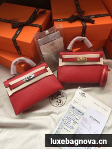 Hermes Kelly 19cm Shoulder Bags Epsom Leather KL19 Red