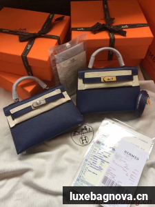 Hermes Kelly 19cm Shoulder Bags Epsom Leather KL19 Royal Blue