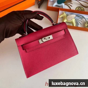 Hermes Kelly 19cm Shoulder Bags Epsom Leather KL19 Silver hardware rose