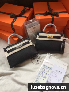 Hermes Kelly 19cm Shoulder Bags Epsom Leather KL19 black