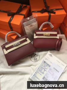 Hermes Kelly 19cm Shoulder Bags Epsom Leather KL19 fuchsia 