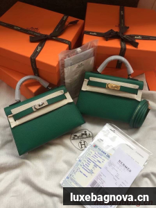 Hermes Kelly 19cm Shoulder Bags Epsom Leather KL19 green