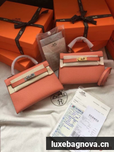 Hermes Kelly 19cm Shoulder Bags Epsom Leather KL19 pink