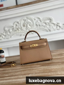 Hermes Kelly 19cm Shoulder Bags Original Epsom Leather KL19 Gray