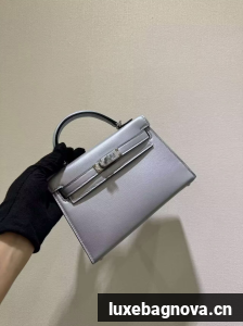 Hermes Kelly 19cm Shoulder Bags Original Swift Leather KL19 Silver