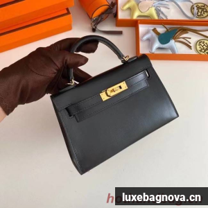 Hermes Kelly 19cm Shoulder Bags box Leather KL19 Gold hardware black