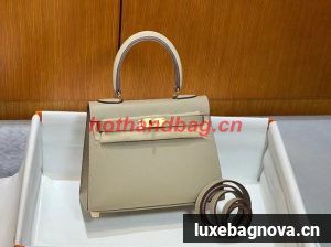Hermes Kelly 20cm Shoulder Bags Epsom KL2750 Pearl grey&gold
