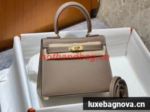 Hermes Kelly 20cm Shoulder Bags Epsom KL2750 gray&gold