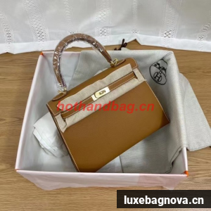 Hermes Kelly 25cm Shoulder Bags Epsom KL2755 brown&gold-Tone Metal