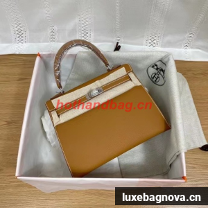 Hermes Kelly 25cm Shoulder Bags Epsom KL2755 brown&silver-Tone Metal